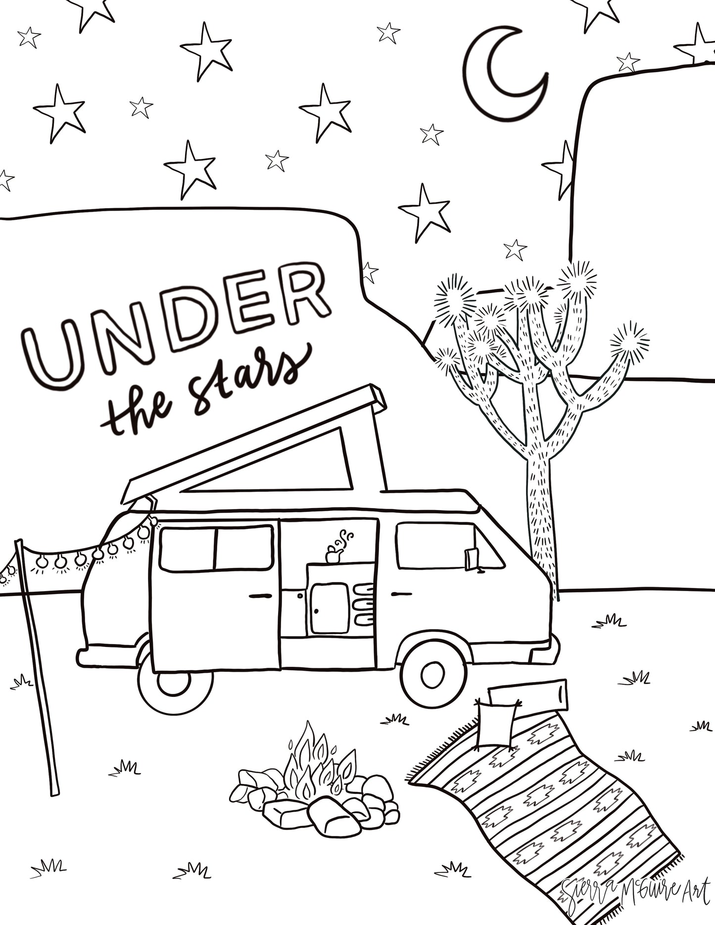 Under The Stars Coloring Page