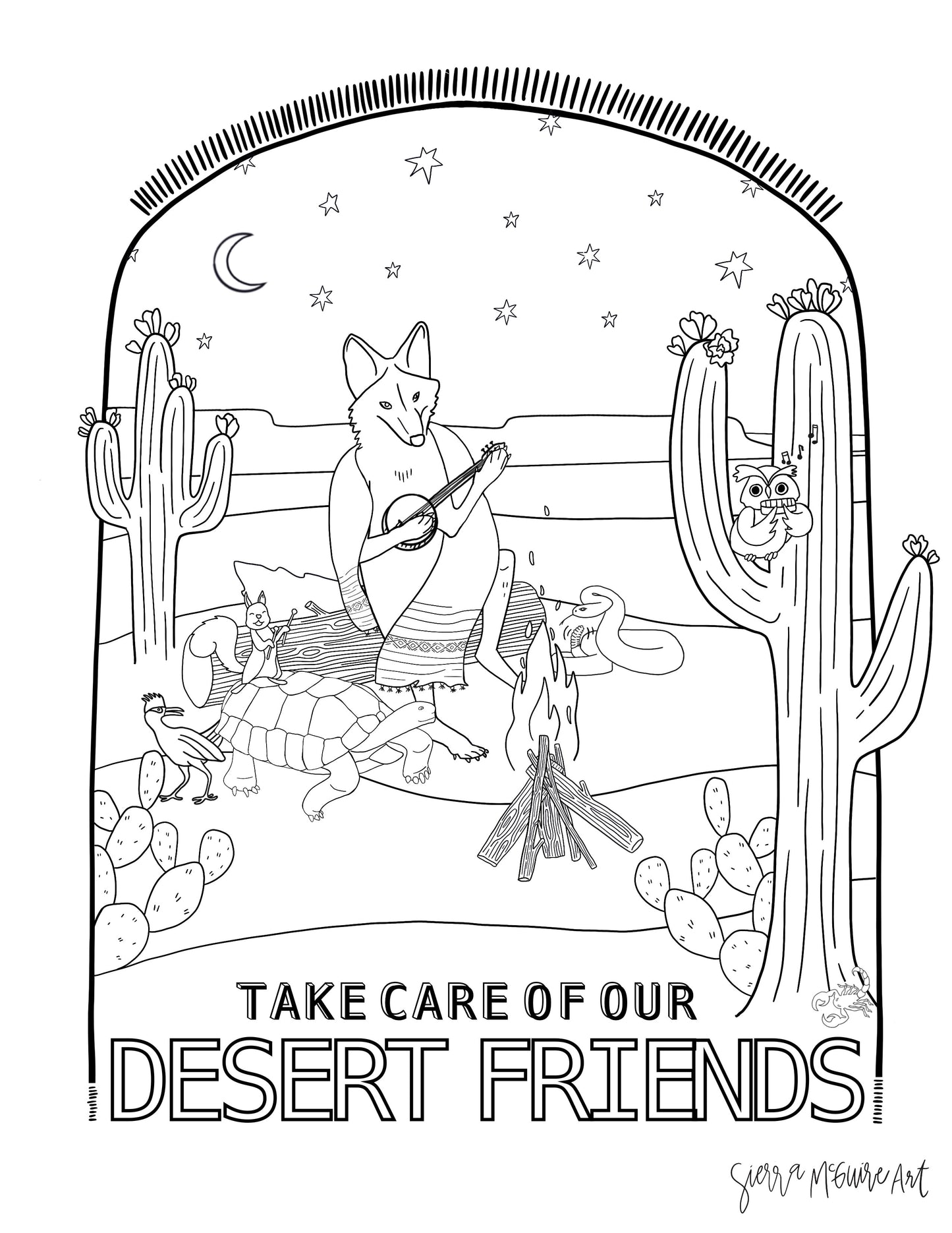 Take Care Of Our Desert Friends Coloring Page